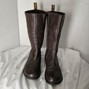 Dr. Martens Dark Brown Leather Moto Boots
